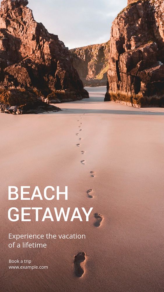 Beach getaway Instagram story template, editable text