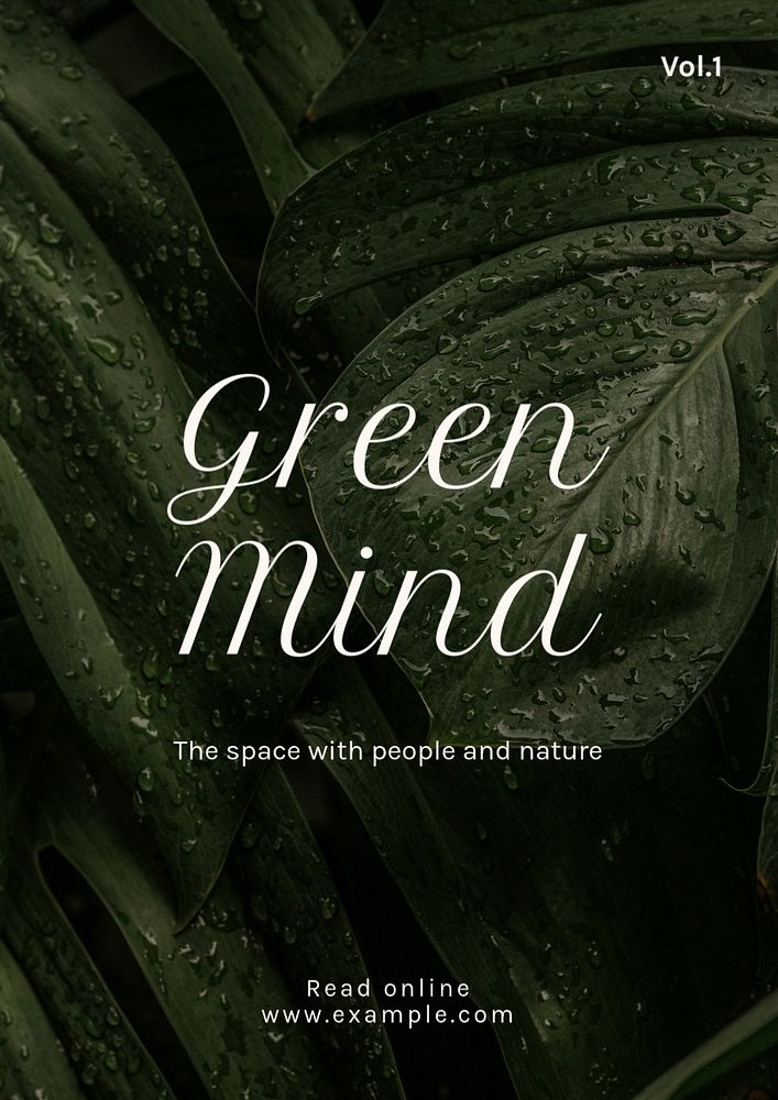 Green mind poster template, editable text and design