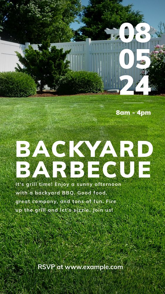 Backyard bbq Instagram story template, editable text