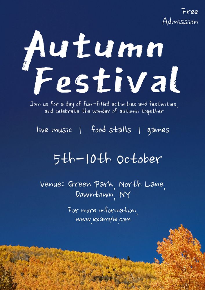 Autumn festival poster template, editable text and design