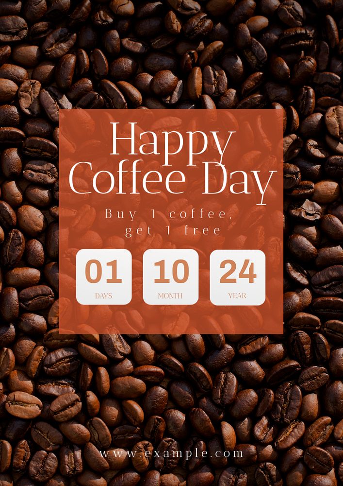 Happy coffee day  poster template, editable text & design