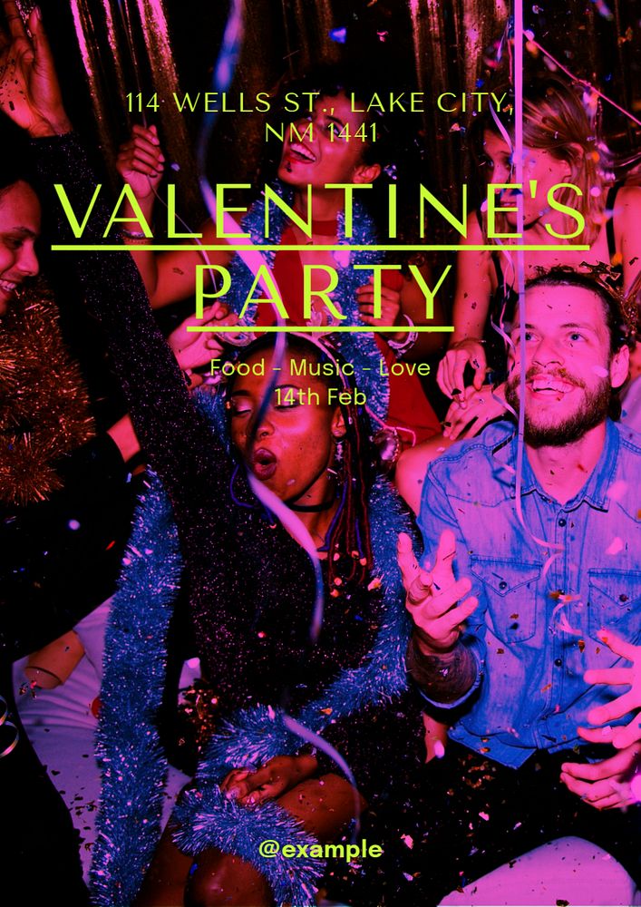 Valentine's party poster template, editable text and design