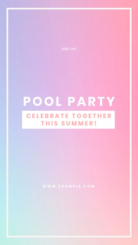 Pool party Instagram story template, editable text