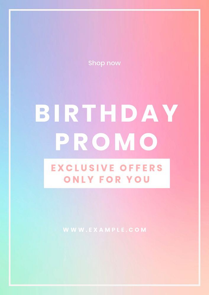 Birthday promo poster template, editable text & design