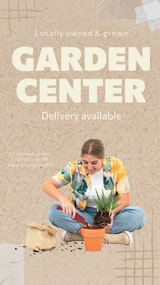 Garden center Instagram story template, editable text