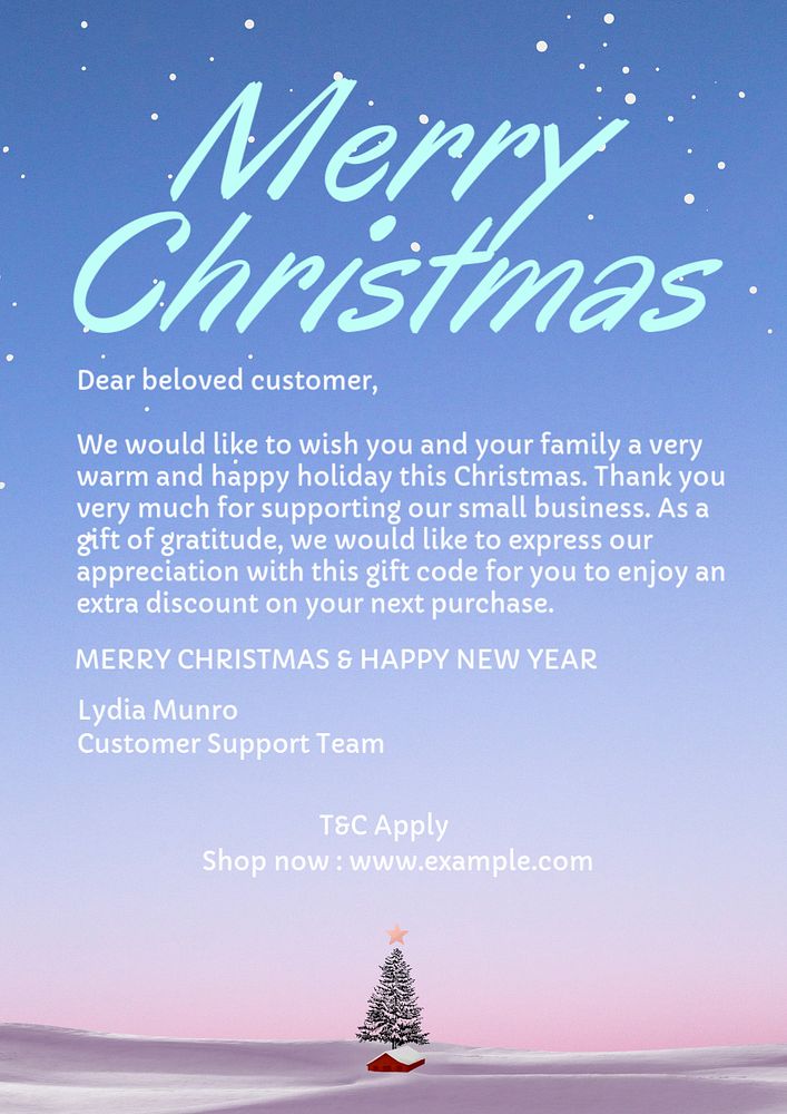 Merry Christmas poster template, editable text and design