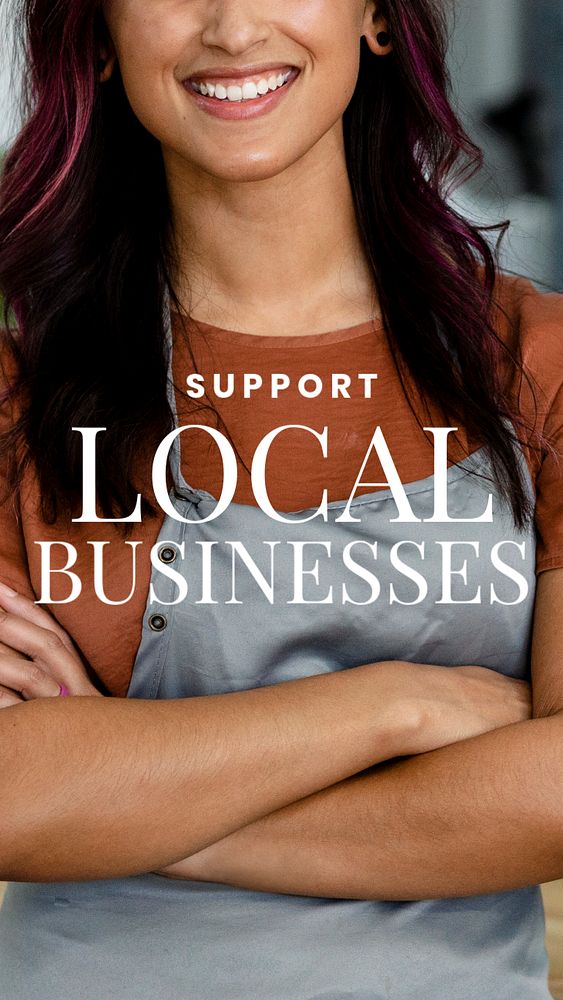 Support local business Instagram story template, editable text