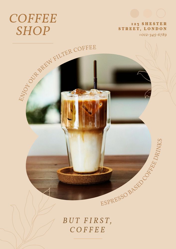 Coffee shop poster template, editable text and design