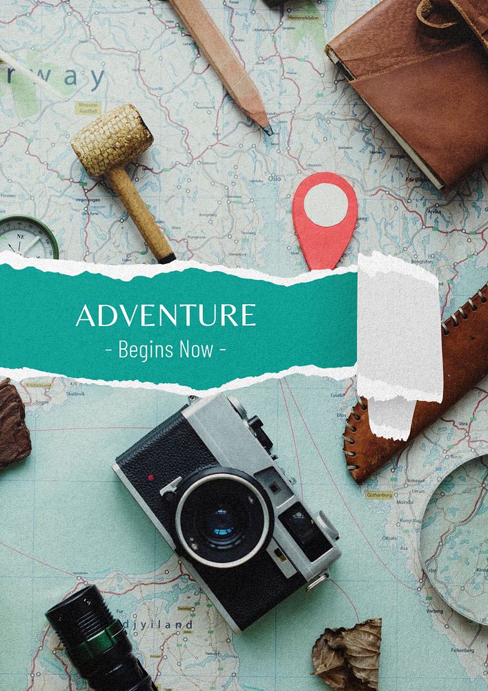 Adventure begins  poster template, editable text & design