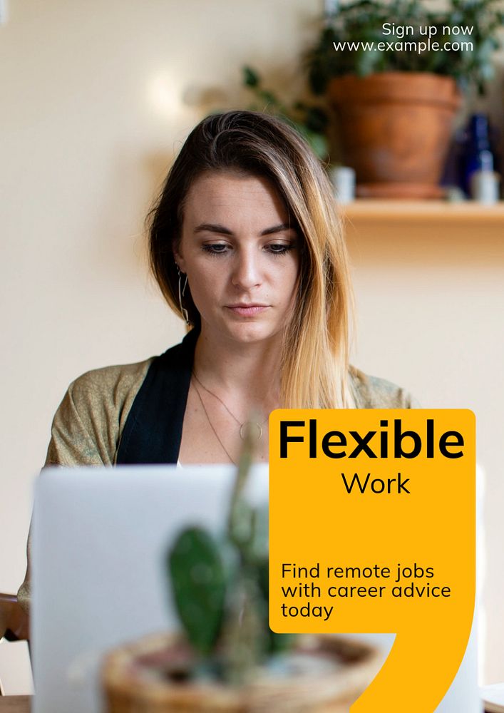 Flexible work poster template, editable text and design