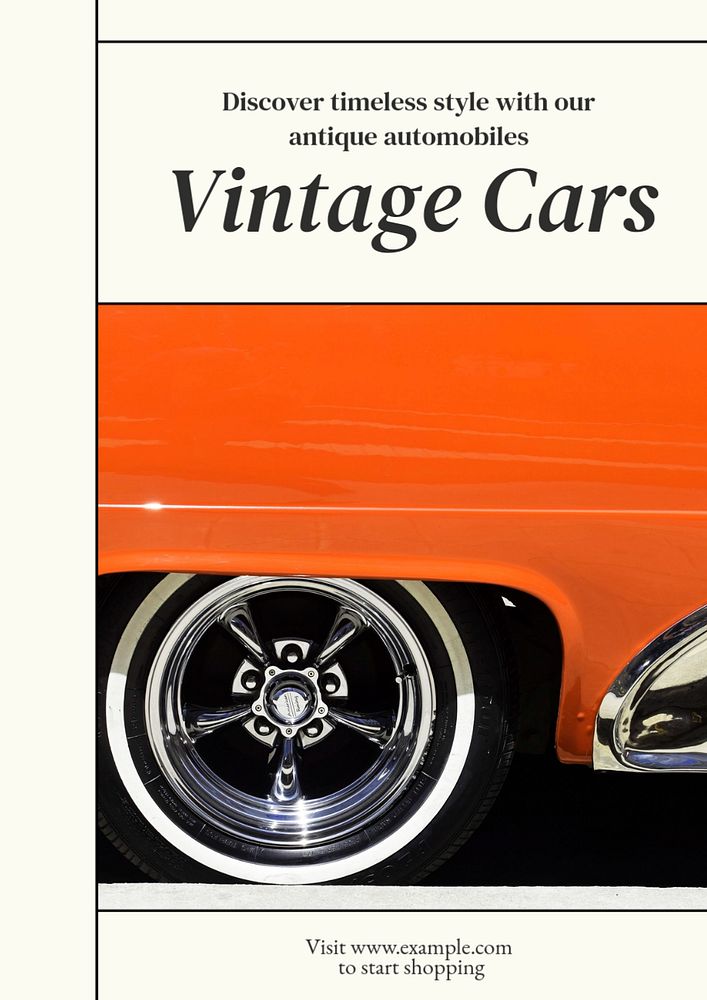 Vintage cars poster template, editable text and design