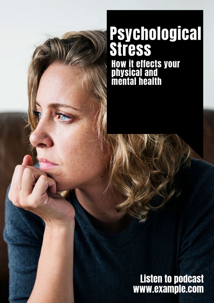 Psychological stress poster template, editable text & design