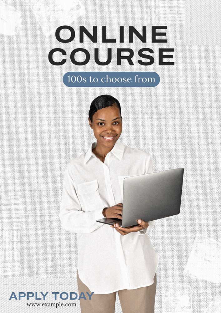 Online course poster template, editable text & design