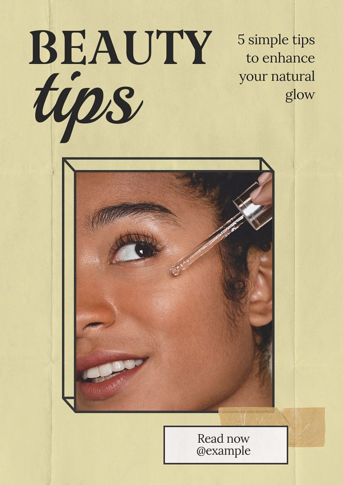 Beauty tips  poster template, editable text & design