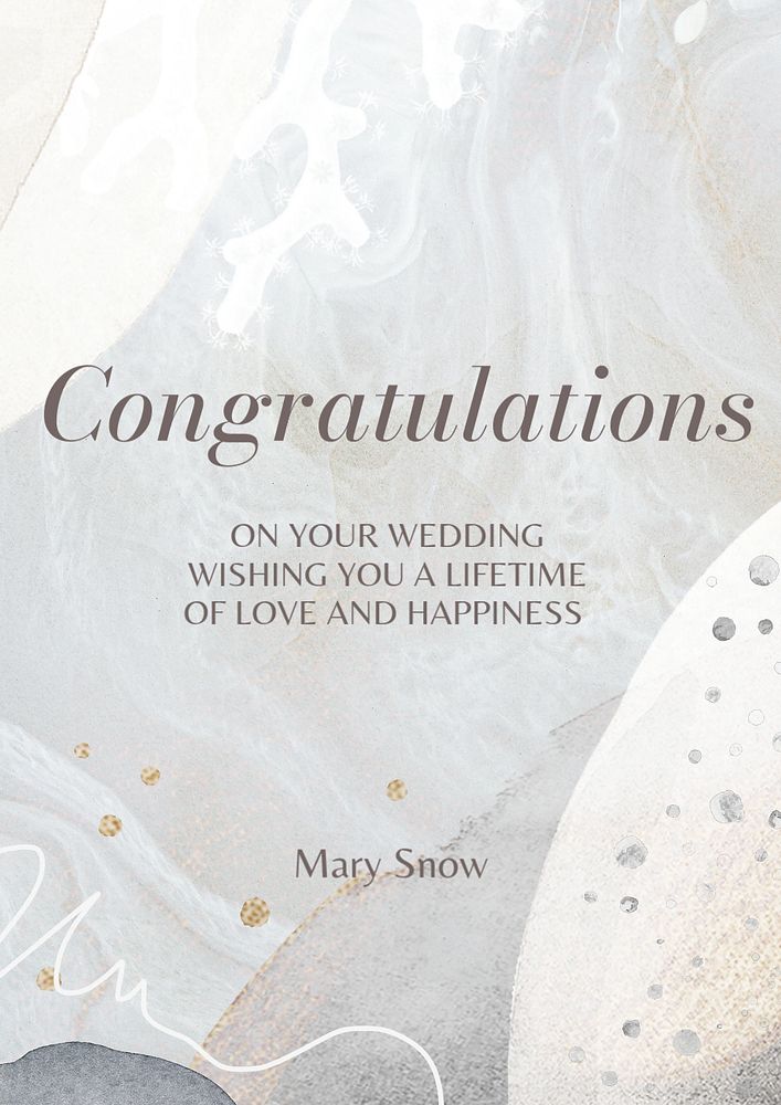 Wedding congratulations poster template, editable text and design