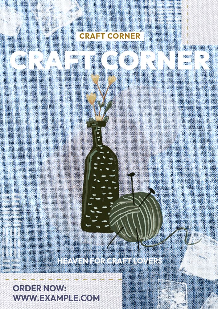 Craft corner  poster template, editable text and design