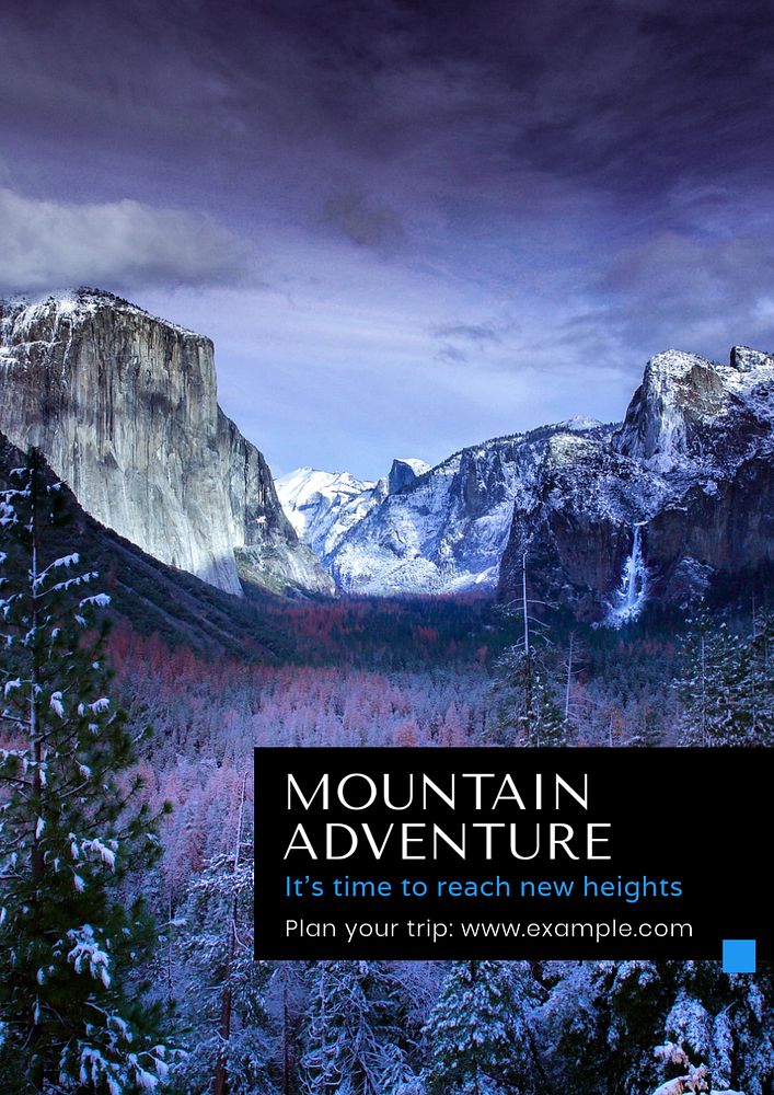 Mountain adventure poster template, editable text and design