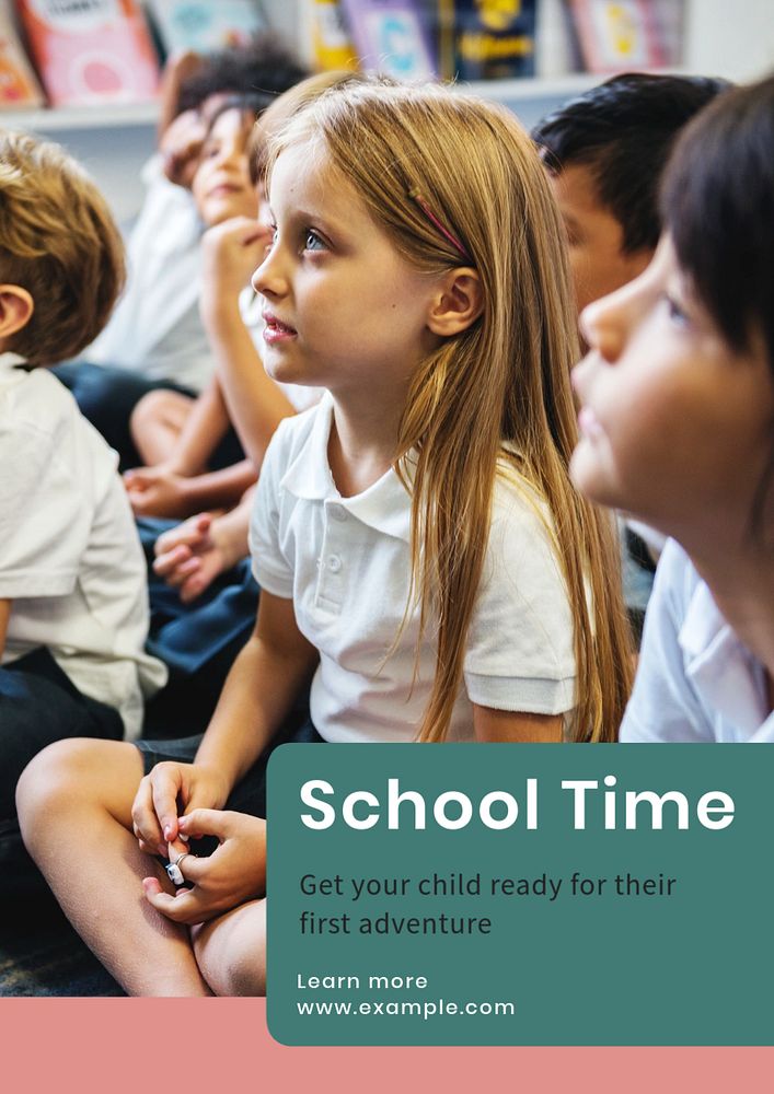 School time poster template, editable text & design