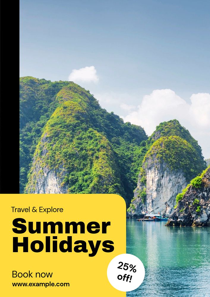 Summer trip poster template, editable text and design