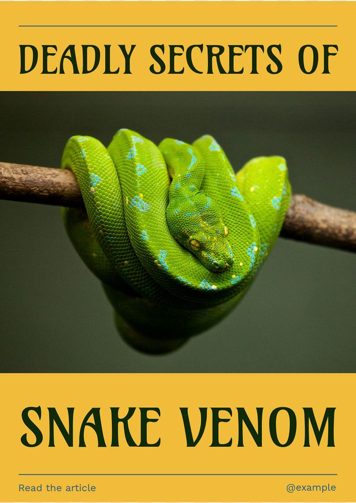 Snake venom poster template, editable text and design