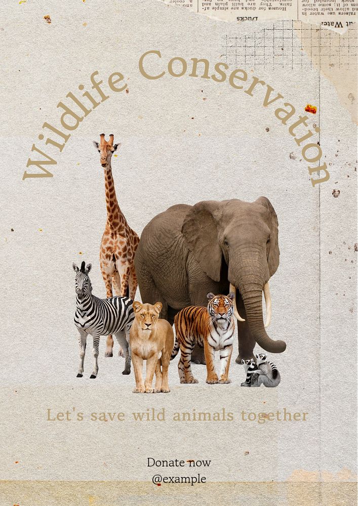 Wildlife conservation poster template, editable text & design