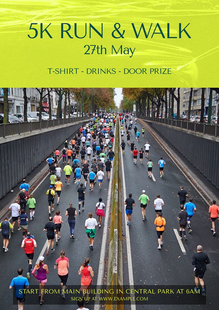 Running event poster template, editable text & design