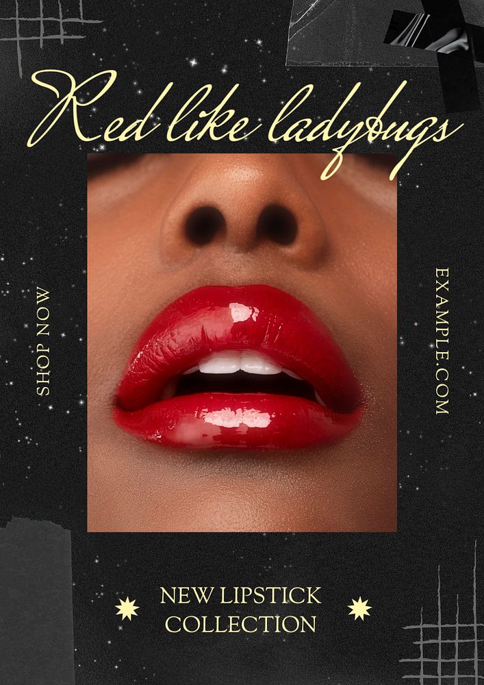 Lipstick poster template, editable text & design