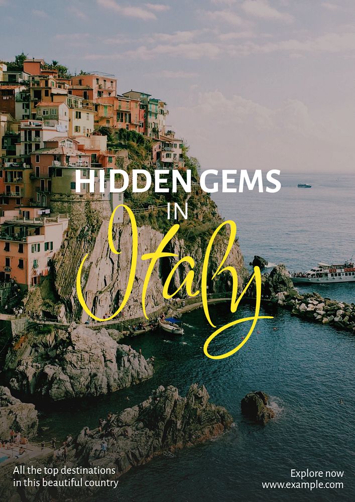 Italy & travel poster template, editable text and design