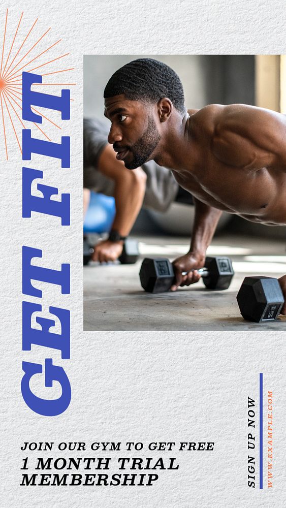 Get fit Instagram story template, editable text