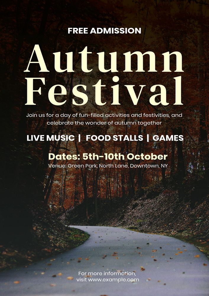 Autumn festival poster template, editable text and design