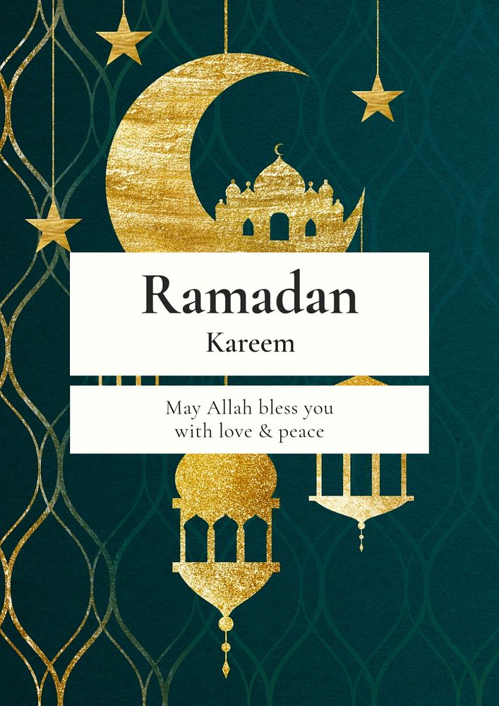 Ramadan Kareem poster template, editable text and design