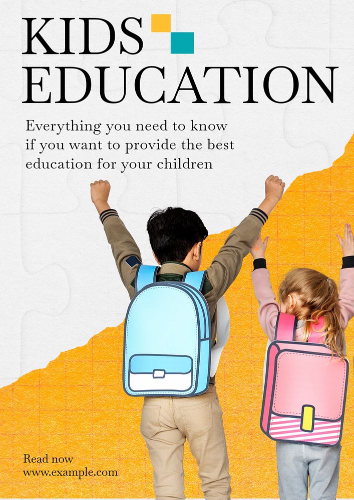 Kids education poster template, editable text and design