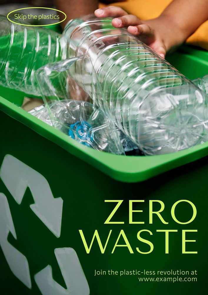 Zero waste living poster template, editable text and design