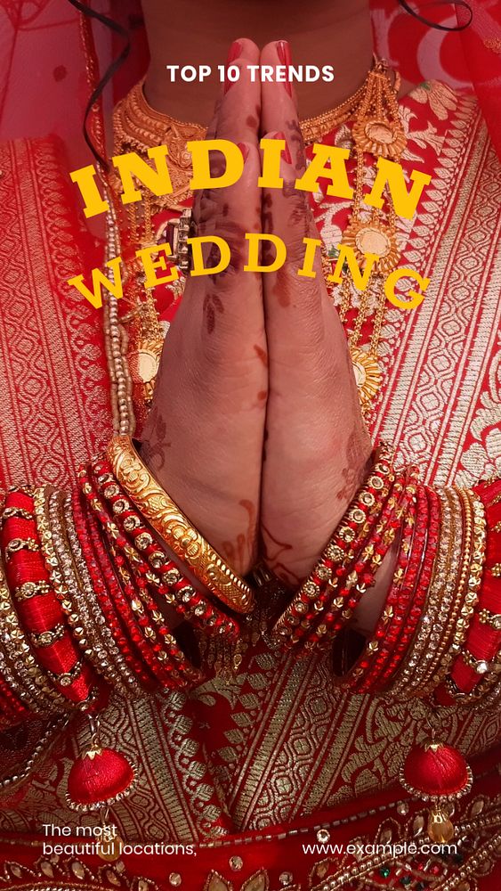 Indian wedding Instagram story template, editable text