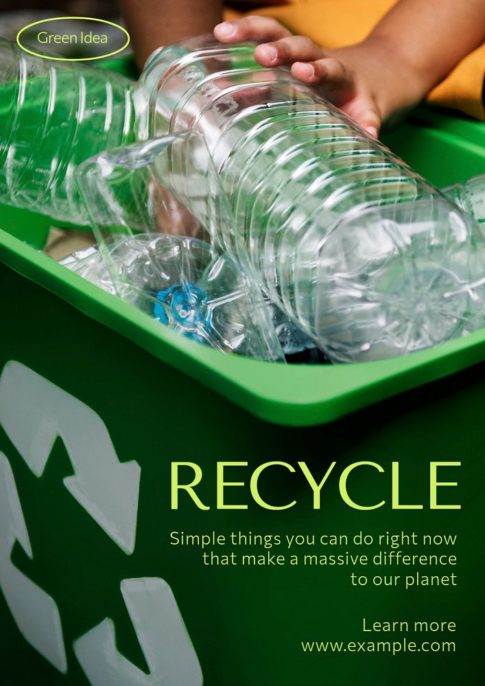 Recycling poster template, editable text and design