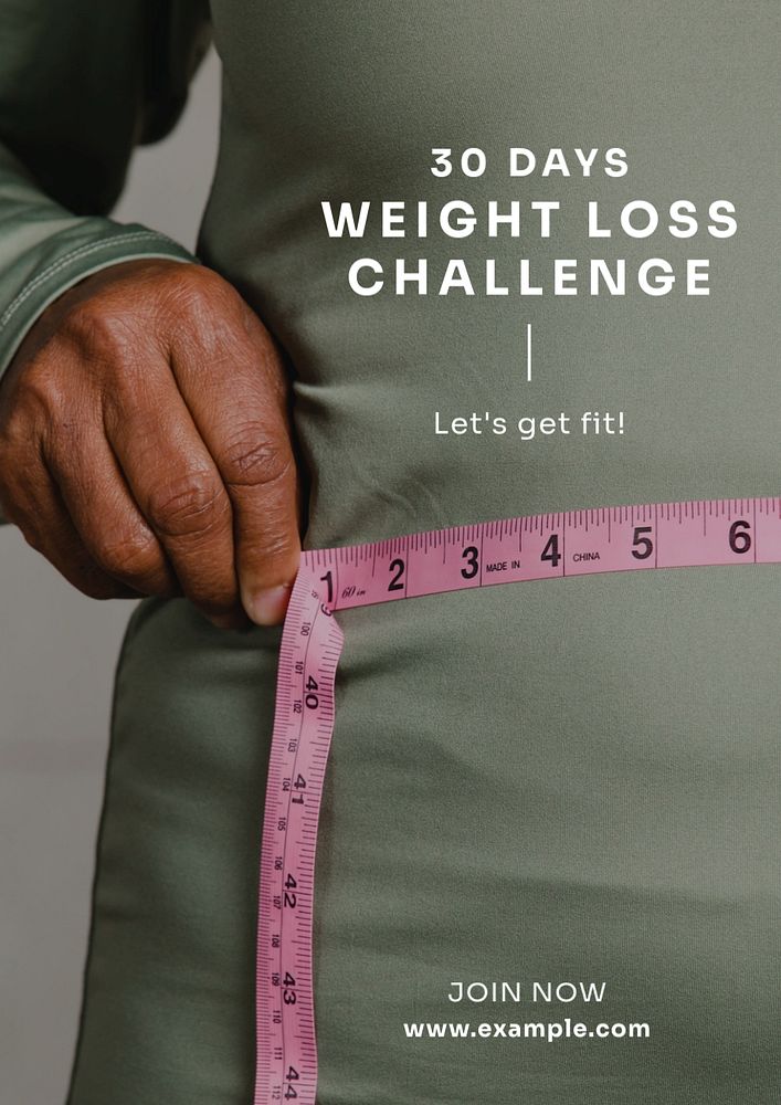 Weight loss challenge poster template, editable text and design