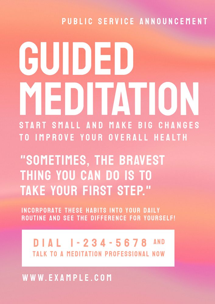 Guided meditation poster template, editable text & design