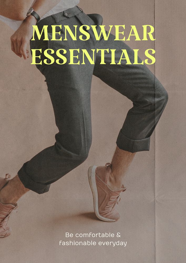 Men's wear essentials poster template, editable text & design