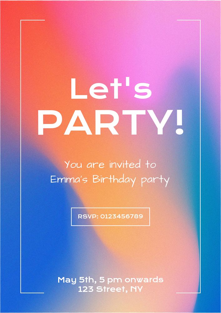 Let's party poster template, editable text & design