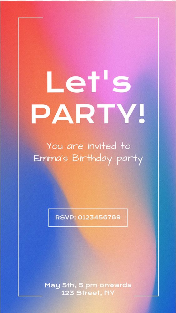 Let's party Instagram story template, editable text