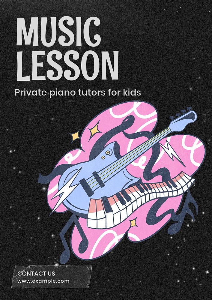 Music lesson poster template, editable text and design