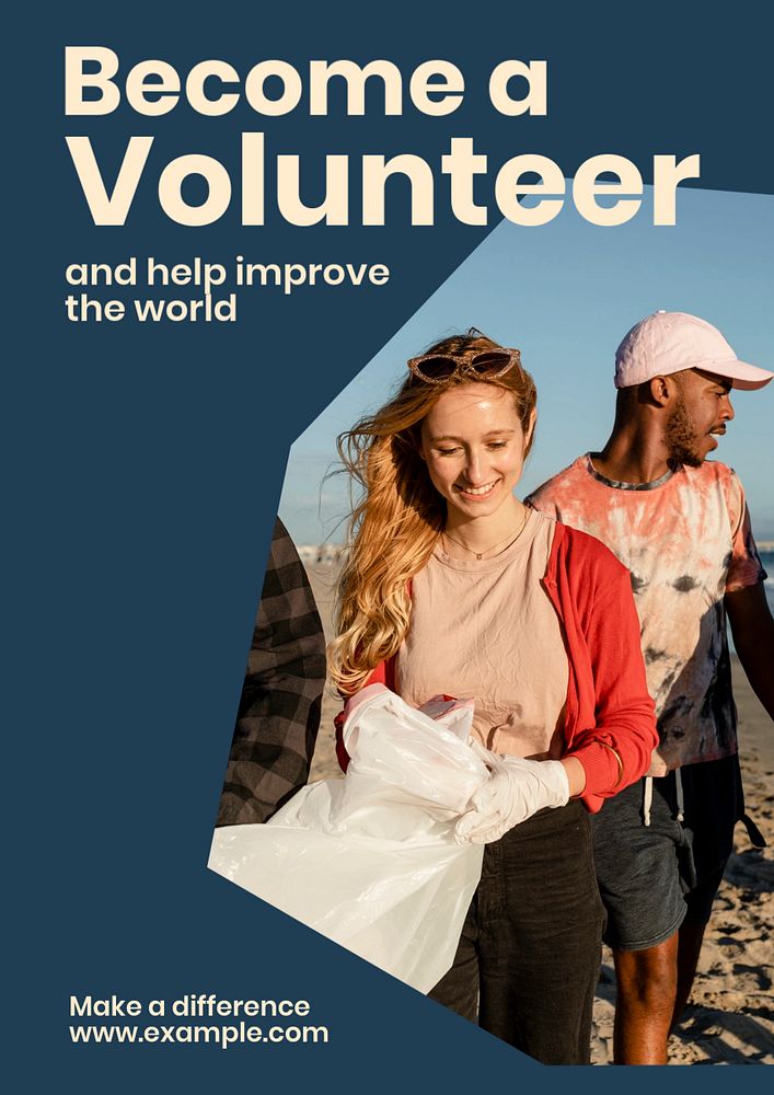 Become a volunteer poster template, editable text and design