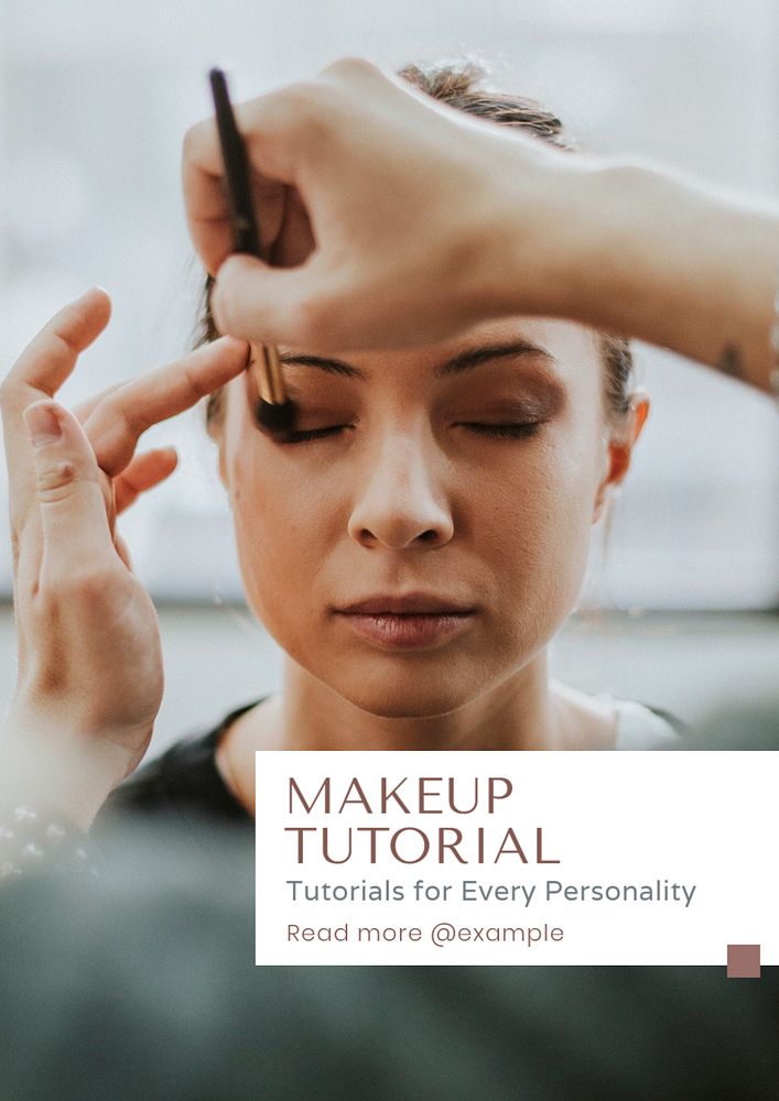 Makeup tutorial poster template, editable text and design