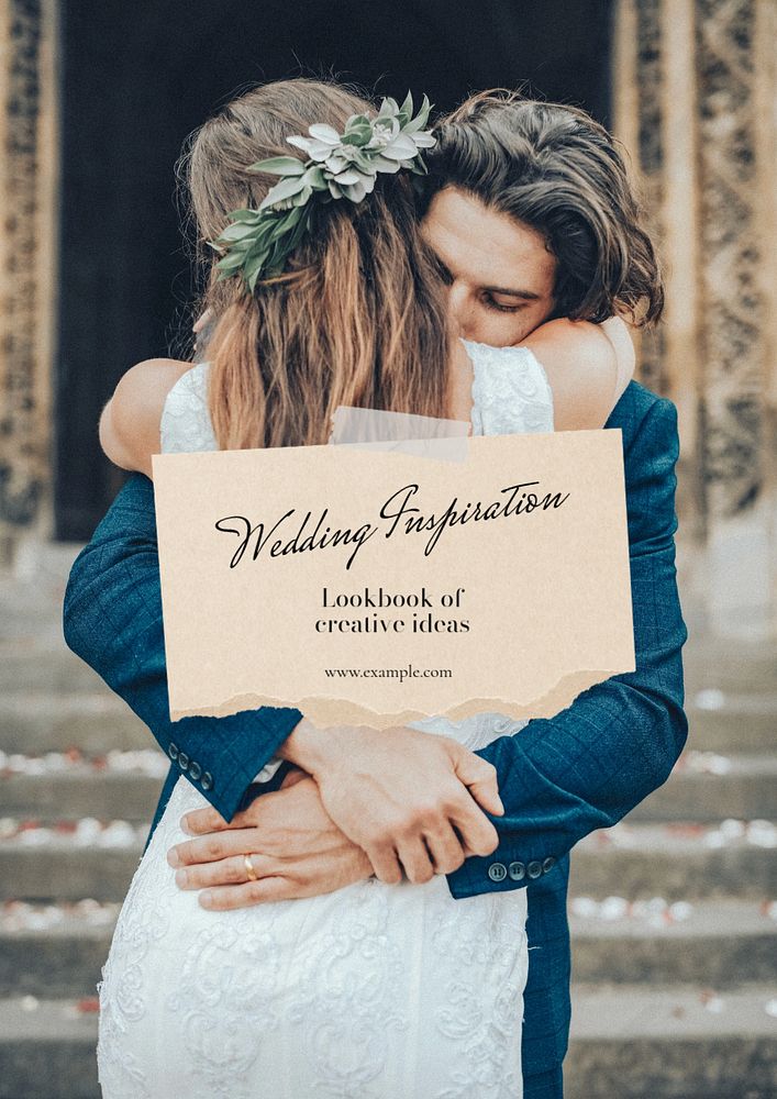 Wedding inspiration poster template, editable text & design