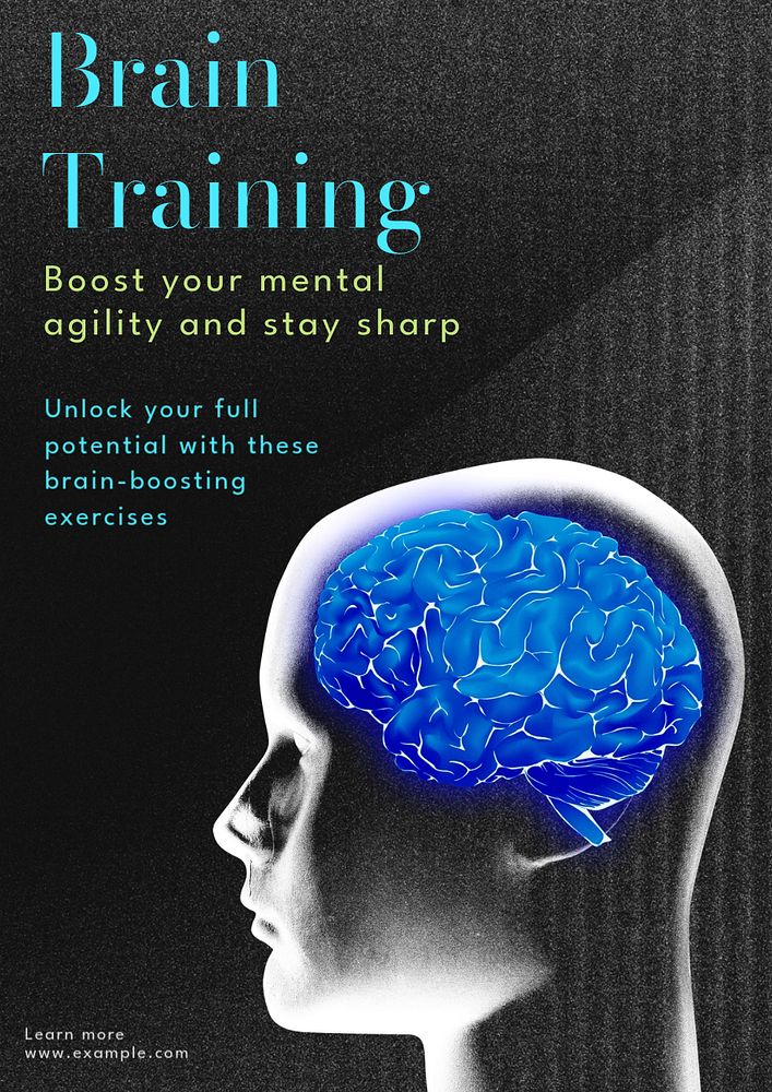 Brain training poster template, editable text and design