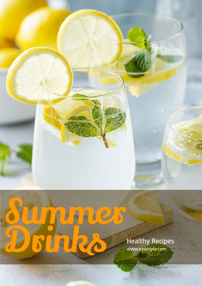 Summer drinks poster template, editable text & design