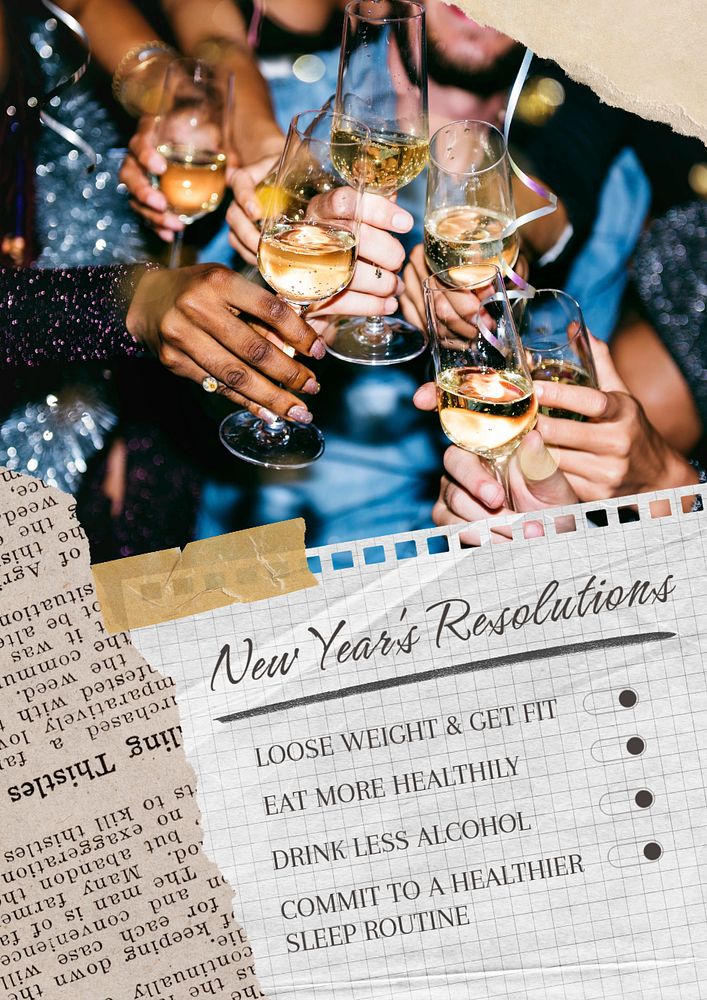 New Year's resolutions poster template, editable text and design