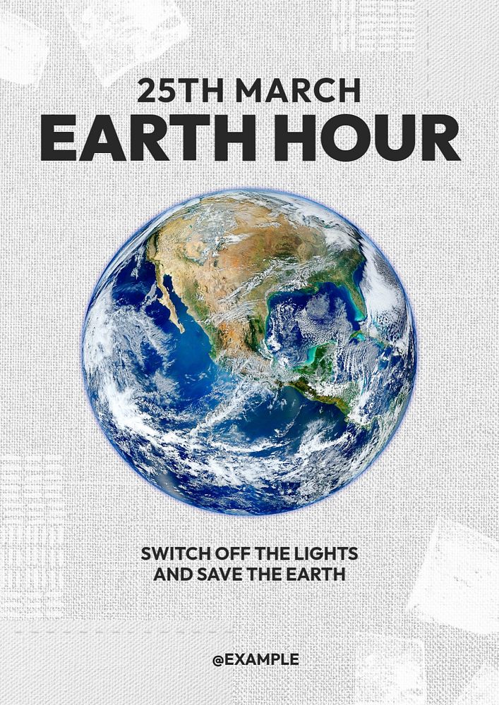 Earth hour  poster template, editable text and design