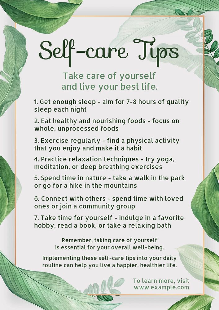 Self-care tips poster template, editable text and design