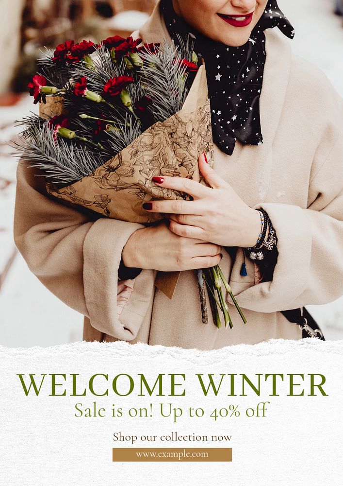 Welcome winter sale poster template, editable text & design